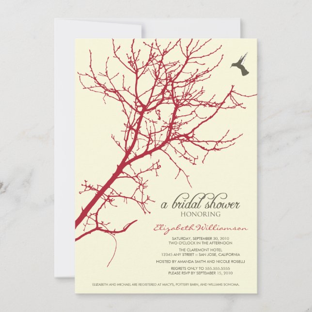 Invitación a la ducha nupcial (crimson) (Anverso)
