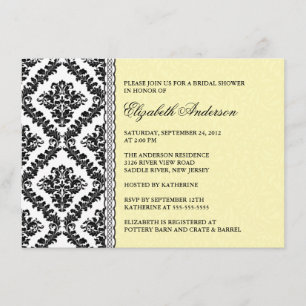 Invitación a la ducha nupcial Damasco negro y amar