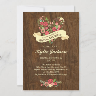 Invitación a la ducha nupcial de árbol rústico