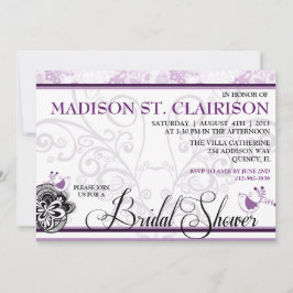 Invitación a la ducha nupcial de Aves y Flores