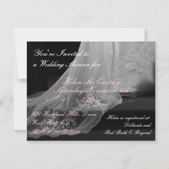 Invitación a la ducha nupcial de Boda Gown Train (Anverso)