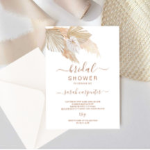 Invitación a la ducha nupcial de Boho Pampas