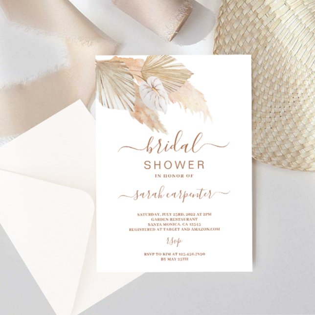 Invitación a la ducha nupcial de Boho Pampas (Subido por el creador)