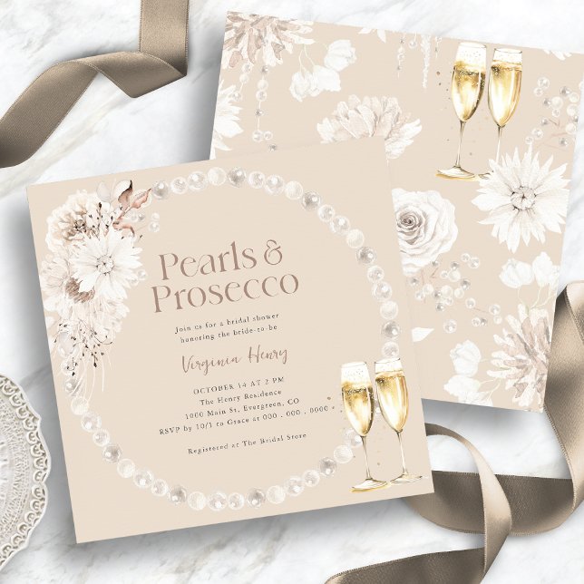 Invitación a la ducha nupcial de Boho Pearls (Boho Pearls Bridal Shower Invitation
)