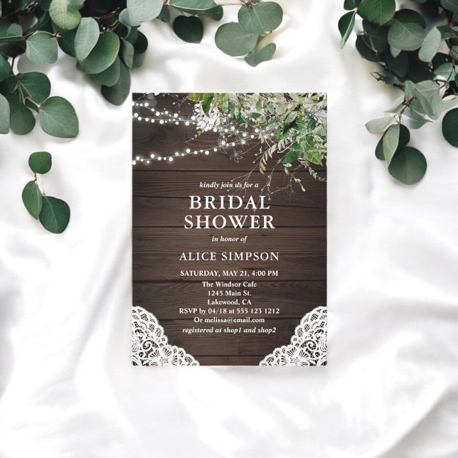 Invitación a la ducha nupcial de Boho Rustic Wood  (Subido por el creador)