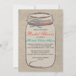 Invitación a la ducha nupcial de Burlap Mason Jar