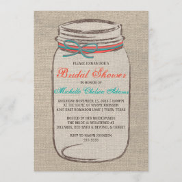 Invitación a la ducha nupcial de Burlap Mason Jar