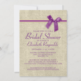 Invitación a la ducha nupcial de Burlap Rustic Gol