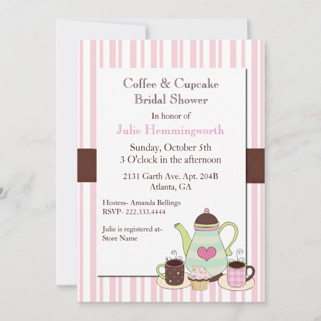 Invitación a la ducha nupcial de café de moda (Anverso)