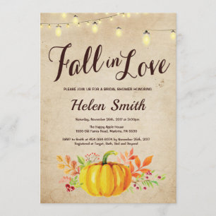 Invitación a la ducha nupcial de calabaza otoñal