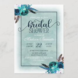 Invitación a la ducha nupcial de color azul acuáti