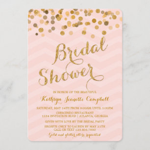 Invitación a la ducha nupcial de Confetti dorada