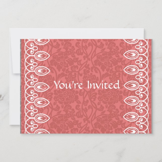 Invitación a la ducha nupcial de Coral Pink Brocad (Anverso)