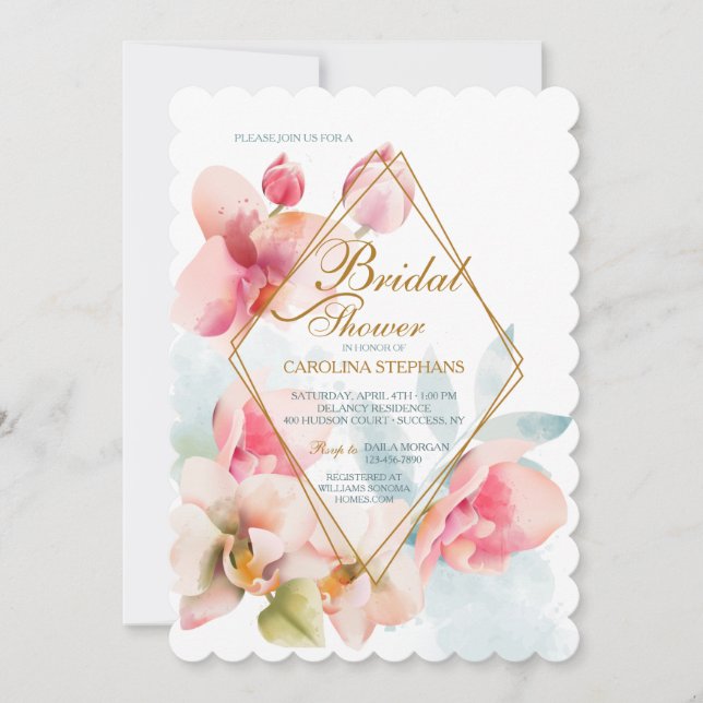 Invitación a la ducha nupcial de Cymbidium Orchid (Anverso)