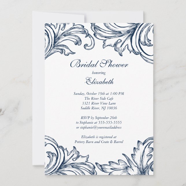Invitación a la ducha nupcial de Damasco (Anverso)