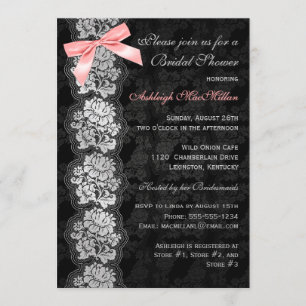 Invitación a la ducha nupcial de encaje floral neg