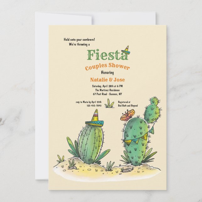 Invitación a la ducha nupcial de Fiesta Cactus (Anverso)