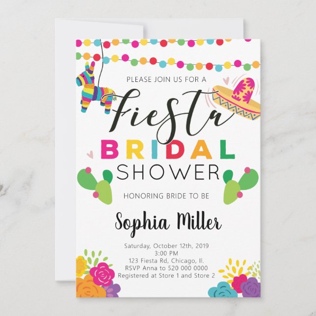 Invitación a la ducha nupcial de Fiesta Mexicana (Anverso)