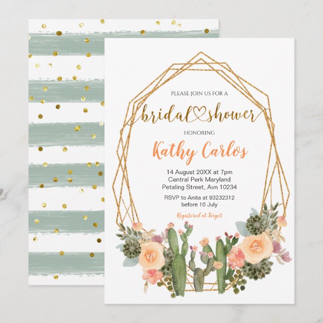 Invitación a la ducha nupcial de Fiesta Mexicana (Anverso / Reverso)