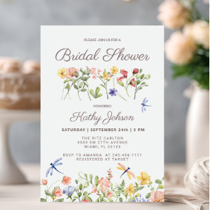 Invitación a la ducha nupcial de flores silvestres