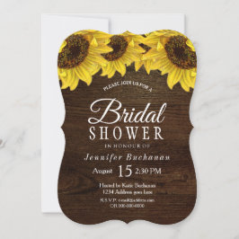 Invitación a la ducha nupcial de girasol de madera