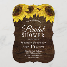 Invitación a la ducha nupcial de girasol de madera