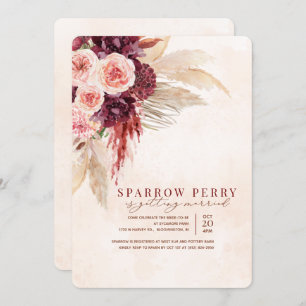 Invitación a la ducha nupcial de hierba de Pampas 