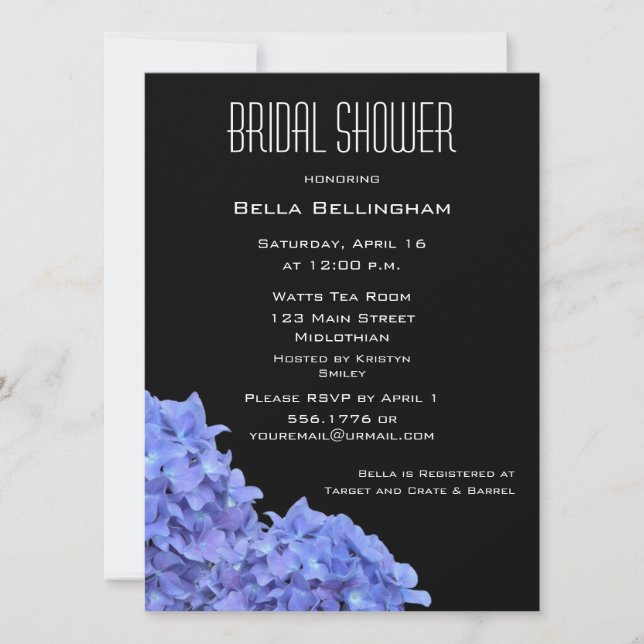 Invitación a la ducha nupcial de Hydrangeas (Anverso)