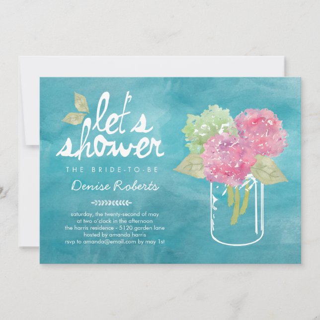 Invitación a la ducha nupcial de Hydrangeas elegid (Anverso)