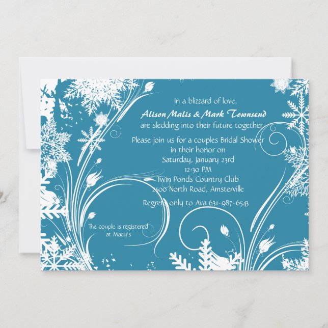 Invitación a la ducha nupcial de invierno (Anverso)