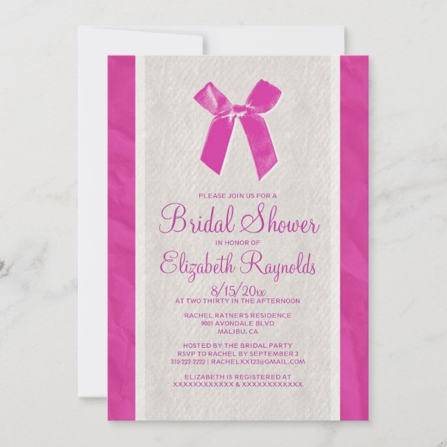 Invitación a la ducha nupcial de la marca Fuchsia  (Anverso)
