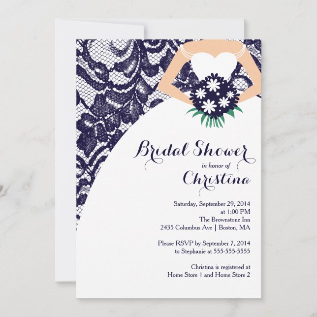 Invitación a la ducha nupcial de la novia de Blue  (Anverso)