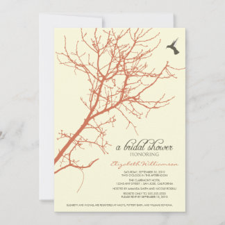 Invitación a la ducha nupcial de la silueta de árb