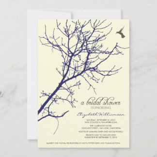 Invitación a la ducha nupcial de la silueta de árb