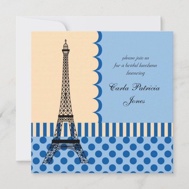 Invitación a la ducha nupcial de la Torre Eiffel (Anverso)
