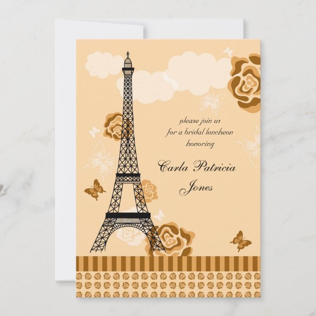 Invitación a la ducha nupcial de la Torre Eiffel (Anverso)