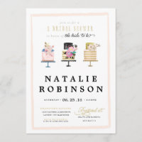 Invitación a la ducha nupcial de la torta de la co