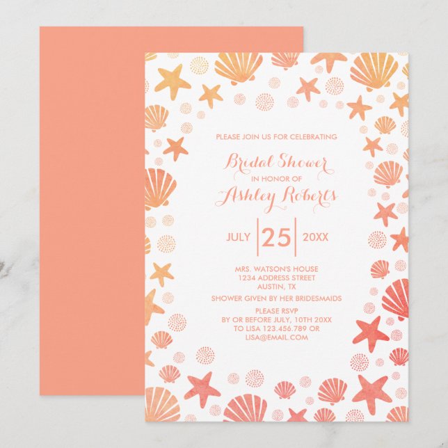 Invitación a la ducha nupcial de las cosas del mar (Anverso / Reverso)