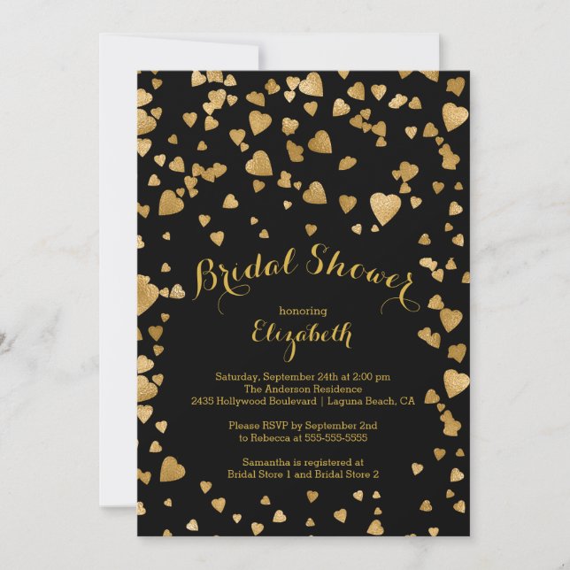 Invitación a la ducha nupcial de los corazones con (Anverso)