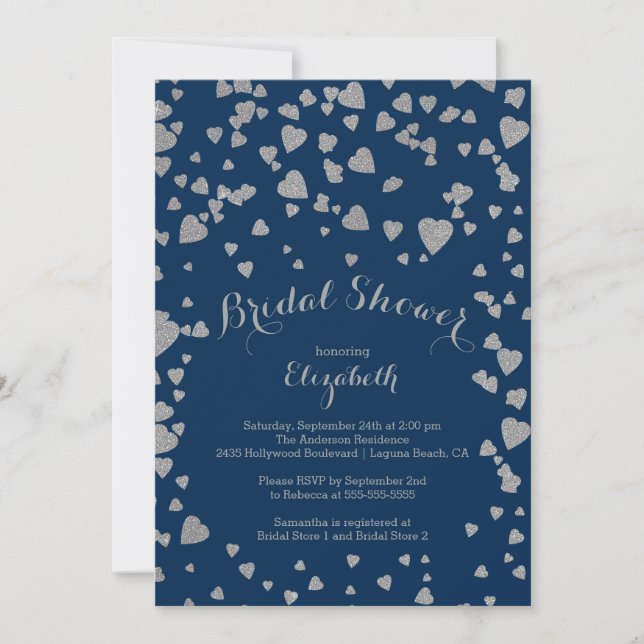 Invitación a la ducha nupcial de los corazones con (Anverso)
