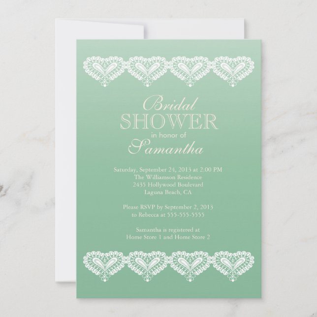 Invitación a la ducha nupcial de los corazones de  (Anverso)