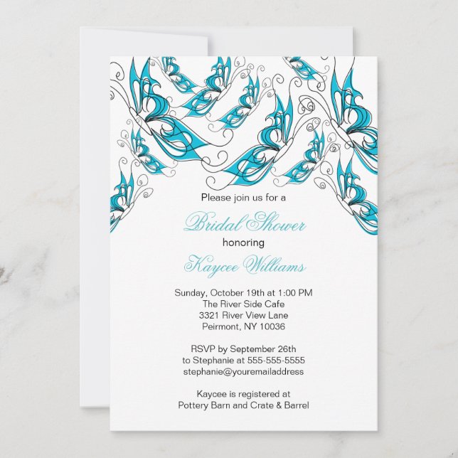 Invitación a la ducha nupcial de mariposas turques (Anverso)