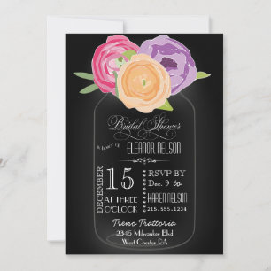 Invitación a la ducha nupcial de Mason Jar Chalkbo