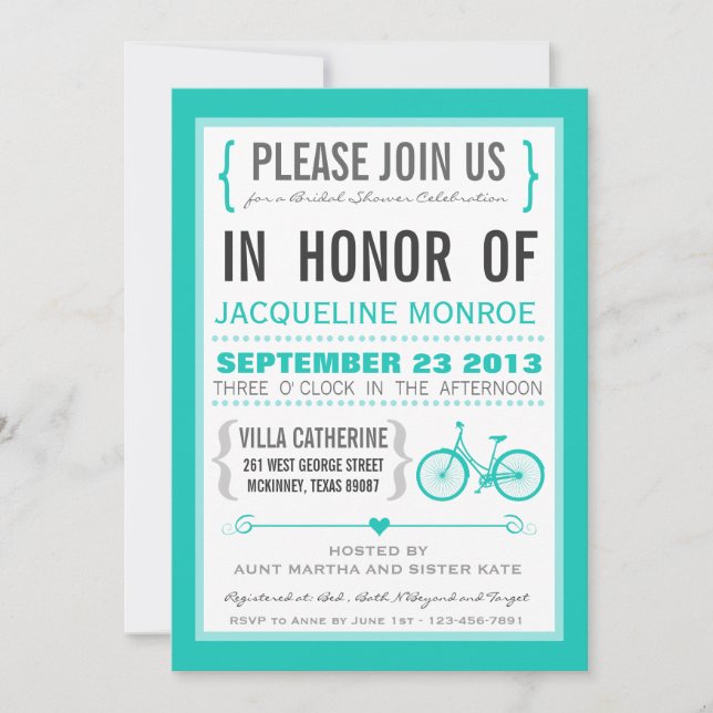 Invitación a la ducha nupcial de moda Chevron (Anverso)