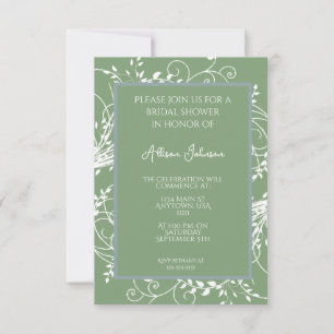 Invitación a la ducha nupcial de Moss Green Flouri