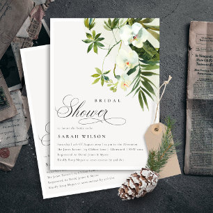 Invitación a la ducha nupcial de palma de orquídea