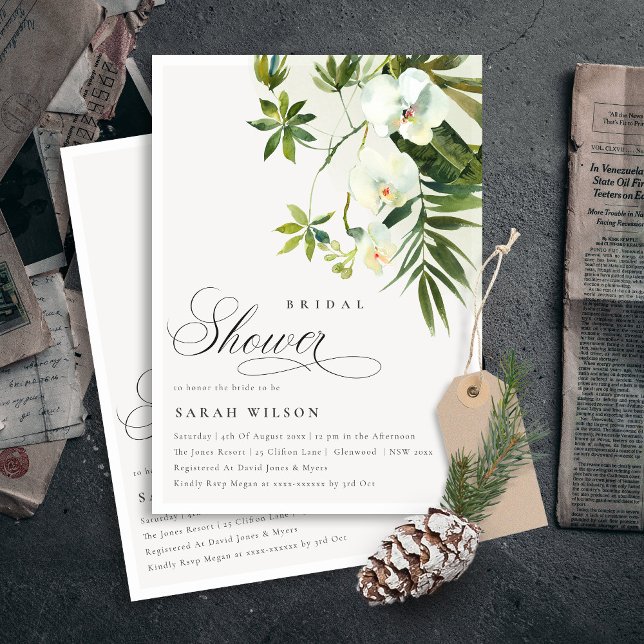 Invitación a la ducha nupcial de palma de orquídea (Subido por el creador)