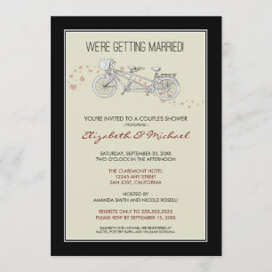 Invitación a la ducha nupcial de pareja de bicicle