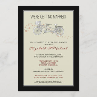 Invitación a la ducha nupcial de pareja de bicicle