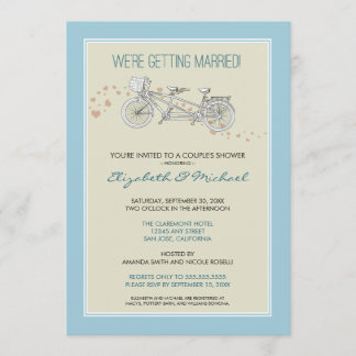 Invitación a la ducha nupcial de pareja de bicicle